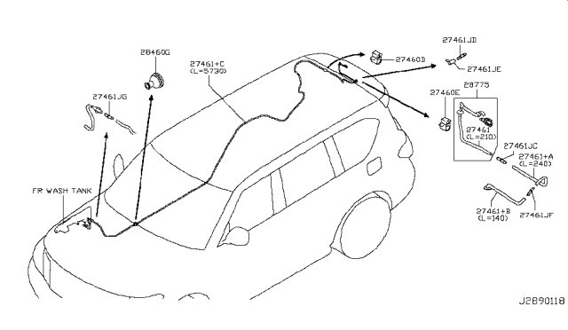 2018 Nissan Armada Rear Window Washer Nozzle Assembly Diagram for 28972-1LA0A