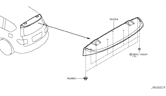 2018 Nissan Armada Air Spoiler Assy-Rear Diagram for 96030-5ZU0A