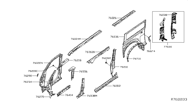 2017 Nissan NV Passenger Body Side Panel Diagram 4
