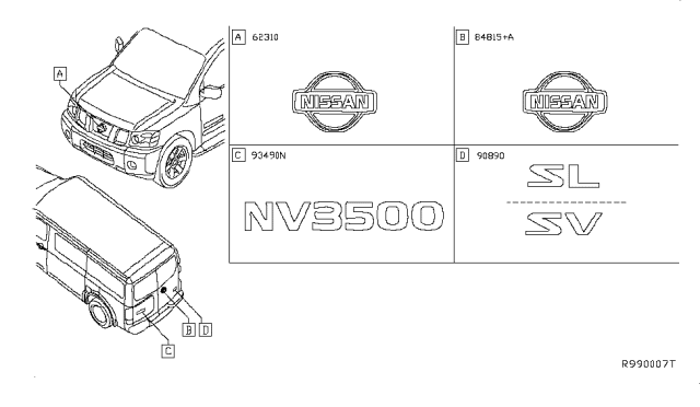 2017 Nissan NV Passenger Emblem & Name Label Diagram 2