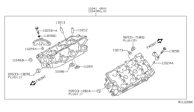 2017 Nissan NV Insert-Valve Exhaust Diagram for 11099-1LA6A