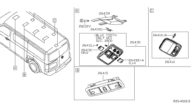 2018 Nissan NV Lamp Assembly Map Diagram for 26430-9JK1B