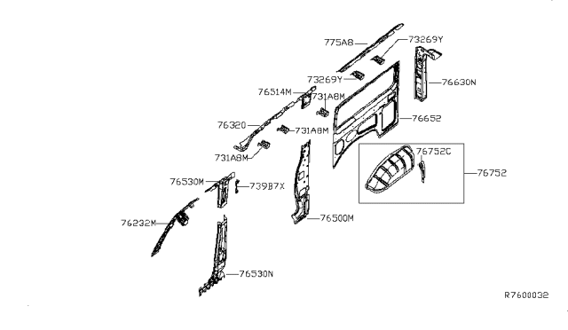 2016 Nissan NV Passenger Body Side Panel Diagram 4