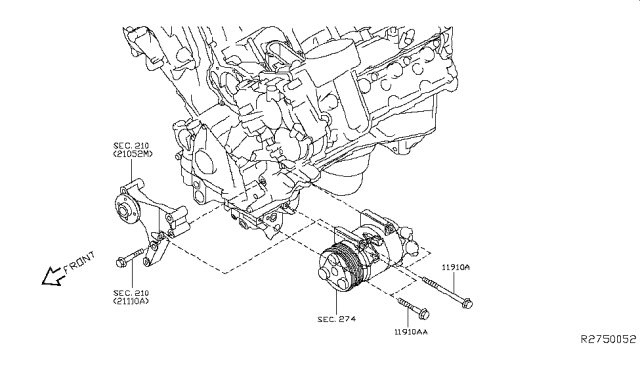 2017 Nissan NV Passenger Compressor Mounting & Fitting Diagram 2