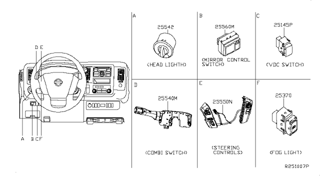 2019 Nissan NV Switch Assy-Steering Diagram for 25550-9JK0A