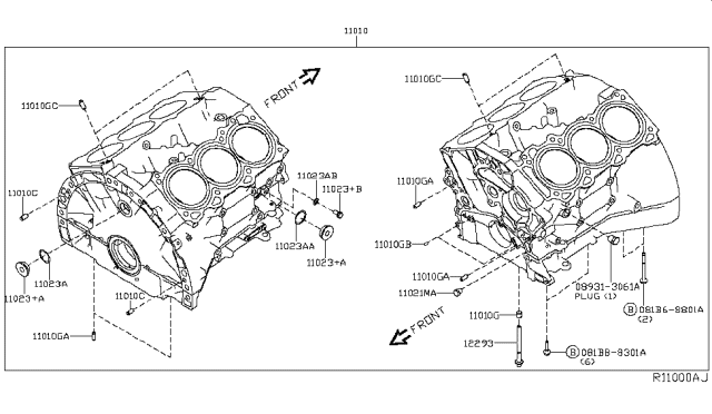 2017 Nissan NV Passenger Cylinder Block & Oil Pan Diagram 4