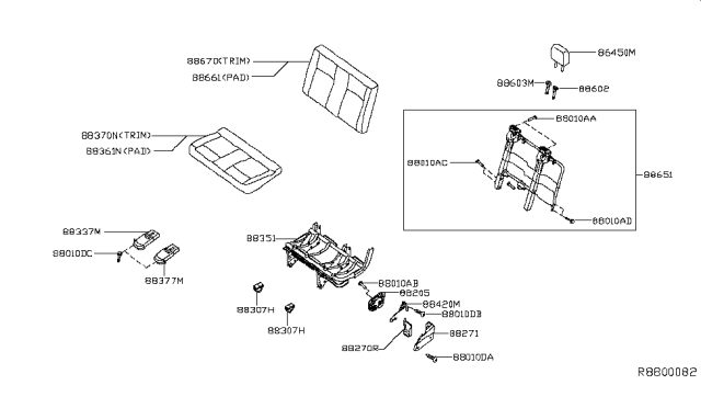 2017 Nissan NV Passenger Rear Seat Diagram 1