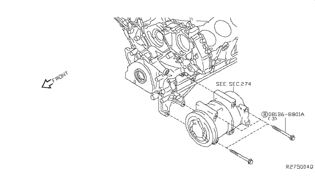 2017 Nissan NV Passenger Compressor Mounting & Fitting Diagram 3