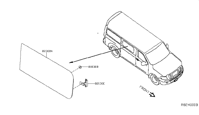 2017 Nissan NV Passenger Slide Door Window Diagram