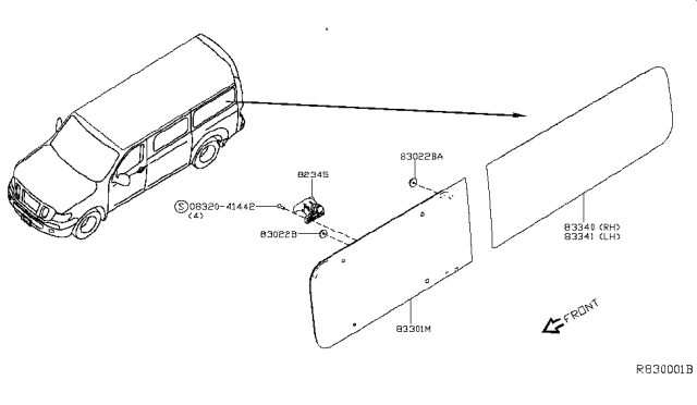 2012 Nissan NV Side Window Diagram