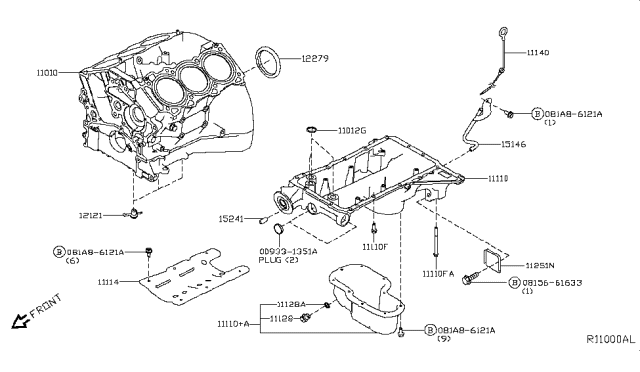 2017 Nissan NV Passenger Cylinder Block & Oil Pan Diagram 8