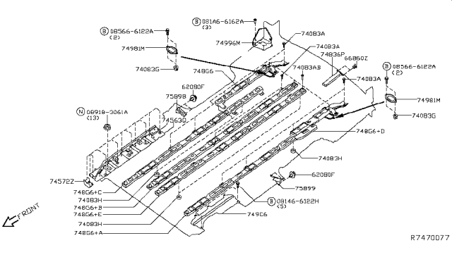 2019 Nissan NV Bar Assembly-Cross Diagram for 748G6-1PB0E