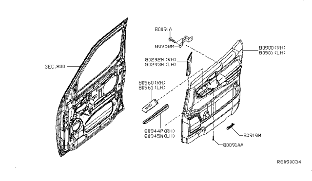 2017 Nissan NV Passenger Front Door Trimming Diagram 2
