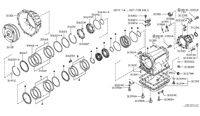 2014 Nissan NV Piston-Reverse Brake Diagram for 31645-95X0B