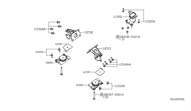 2017 Nissan NV Passenger Engine & Transmission Mounting Diagram 1