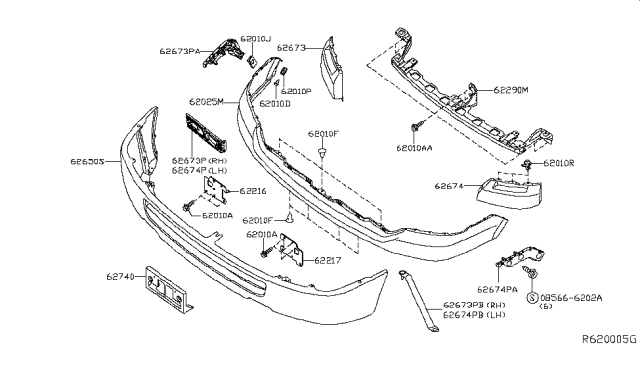 2015 Nissan NV Front Bumper Cover Diagram for 62025-1PA9A