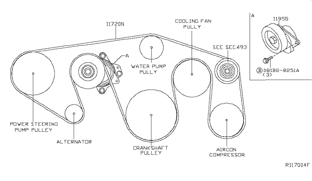 2017 Nissan NV Passenger Fan,Compressor & Power Steering Belt Diagram 2