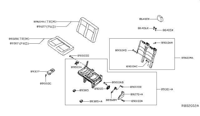 2018 Nissan NV Trim Assembly-Back,4TH Seat RH Diagram for 89604-1PB7B