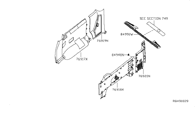 2017 Nissan NV Clip-Trim Black Diagram for 84949-1PB0A