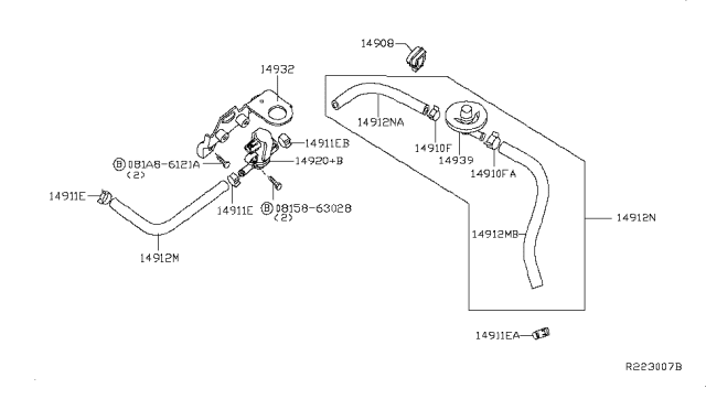 2017 Nissan NV Passenger Engine Control Vacuum Piping Diagram 7