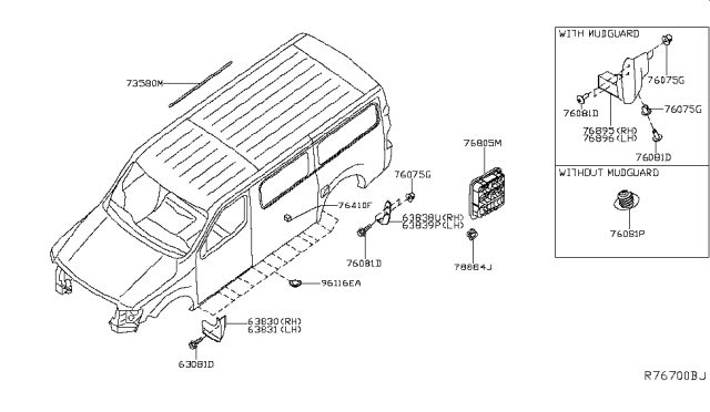 2017 Nissan NV Duct-Drafter,Outlet LH Diagram for 76805-1PA0A