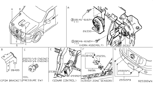 2018 Nissan NV Switch Assy-Oil Pressure Diagram for 25240-8996E