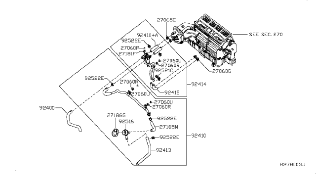 2017 Nissan NV Hose-Heater, Outlet Diagram for 92410-1PB0A