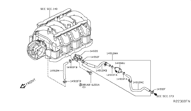 2019 Nissan NV Hose-Fuel Evaporation Control Diagram for 14912-9JJ2A