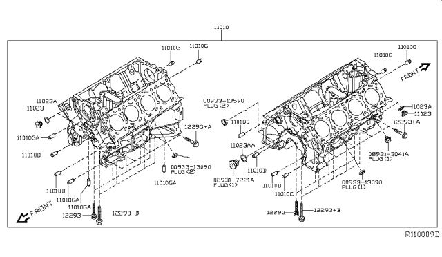 2017 Nissan NV Passenger Cylinder Block & Oil Pan Diagram 6