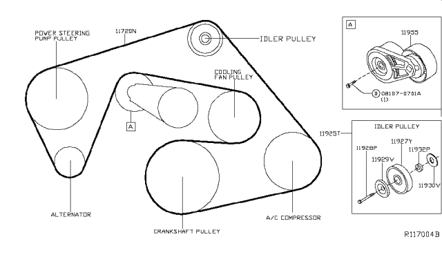 2016 Nissan NV Fan,Compressor & Power Steering Belt Diagram 2