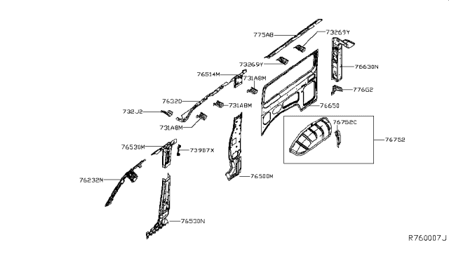 2017 Nissan NV Passenger Body Side Panel Diagram 2