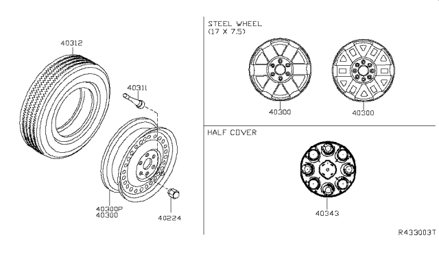 2019 Nissan NV Road Wheel & Tire Diagram