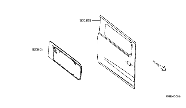 2012 Nissan NV Passenger Slide Door Window Diagram