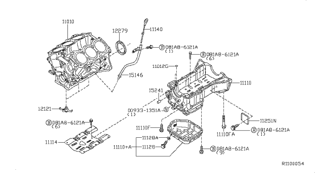 2017 Nissan NV Passenger Cylinder Block & Oil Pan Diagram 7