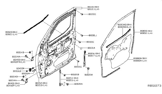 2016 Nissan NV Seal Assy-Front Door Inside LH Diagram for 80835-1PA0A