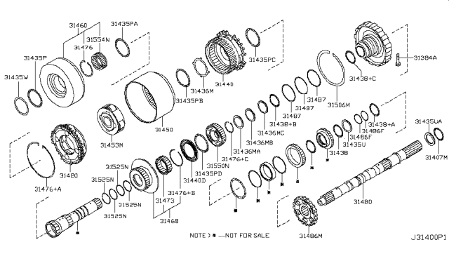 2013 Nissan NV Passenger Governor,Power Train & Planetary Gear Diagram