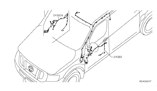 2016 Nissan NV Harness Assembly-Door Front LH Diagram for 24125-9JH1D