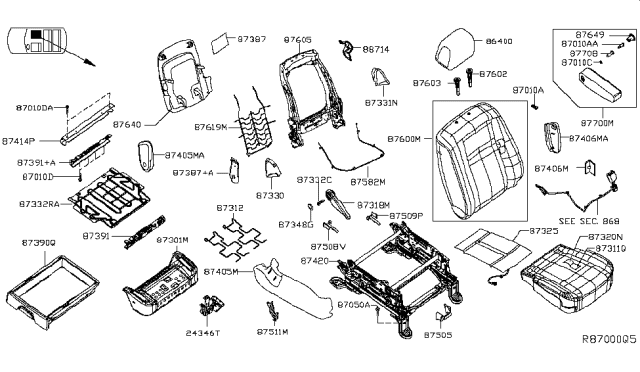 2015 Nissan NV Back Assembly Front Seat Diagram for 87600-1PJ6A