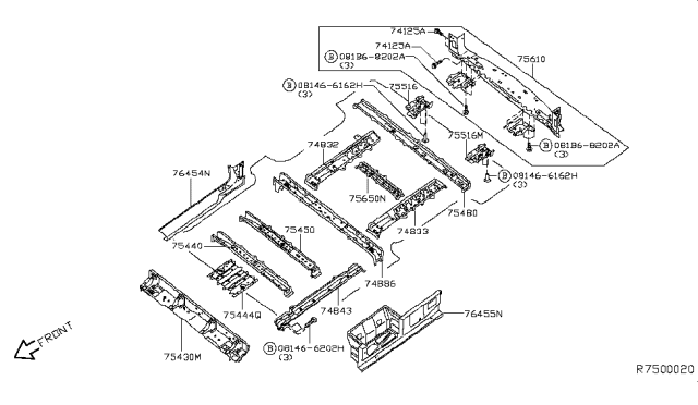 2015 Nissan NV Member-Rear Side Rear,LH Diagram for G5515-1PBMA