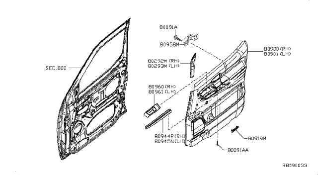 2017 Nissan NV Passenger Front Door Trimming Diagram 1