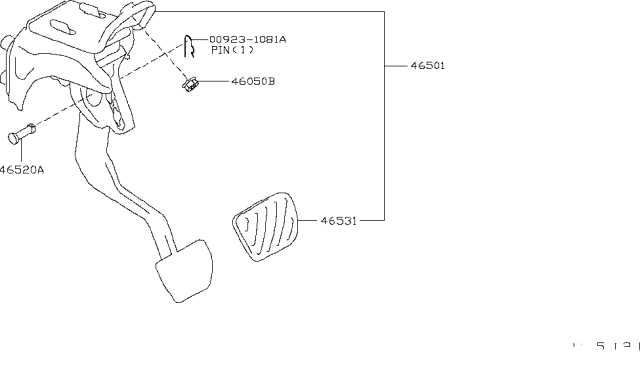 2017 Nissan NV Brake & Clutch Pedal Diagram