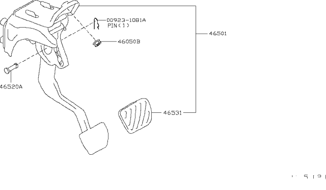 2014 Nissan NV Brake & Clutch Pedal Diagram