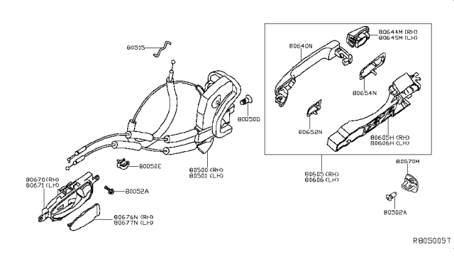 2018 Nissan NV Front Door Lock & Handle Diagram 1