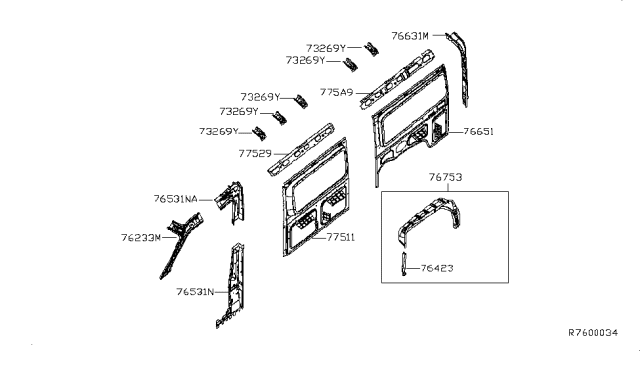 2016 Nissan NV Passenger Body Side Panel Diagram 2