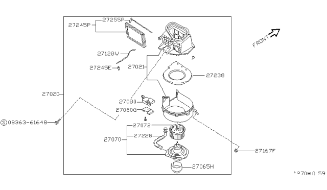 1992 Nissan 240SX Heater & Blower Unit Diagram 1