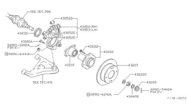 1990 Nissan 240SX Bolt Diagram for 43083-35F00