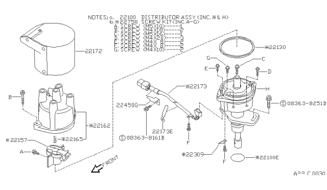 1991 Nissan 240SX Protector-Distributor Diagram for 22172-53F05