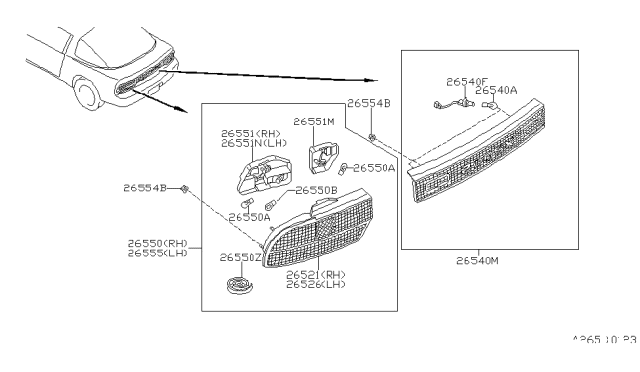 1993 Nissan 240SX Harness Assembly-Rear Combination Diagram for 26551-40F00