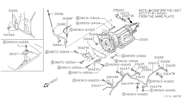 1994 Nissan 240SX Automatic Transmission Diagram for 31020-45X64