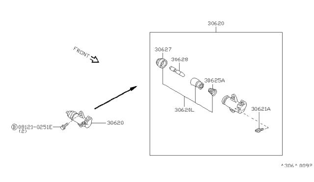 1993 Nissan 240SX Clutch Operating Cylinder Diagram 1